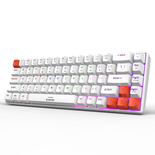 OPEN BOX EvoFox Katana S Mini Wireless Mechanical Keyboard | Tri-Mode (3X BT, 2.4GHz & Wired) Connectivity | Hot-Swappable Red Switches | 68-Key Compact Layout | Rainbow Backlight | Rechargeable Battery