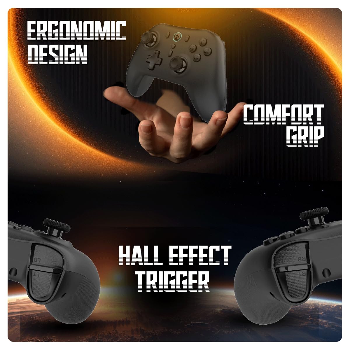 OPEN BOX Cosmic Byte Blitz Wireless + Wired Controller for PC, Hall Effect Joystick & Triggers, 1000Hz Polling Rate, Adjustable Vibration, Turbo & Auto Turbo (Black)