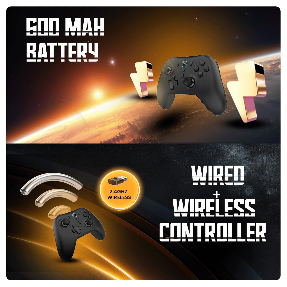 OPEN BOX Cosmic Byte Blitz Wireless + Wired Controller for PC, Hall Effect Joystick & Triggers, 1000Hz Polling Rate, Adjustable Vibration, Turbo & Auto Turbo (Black)