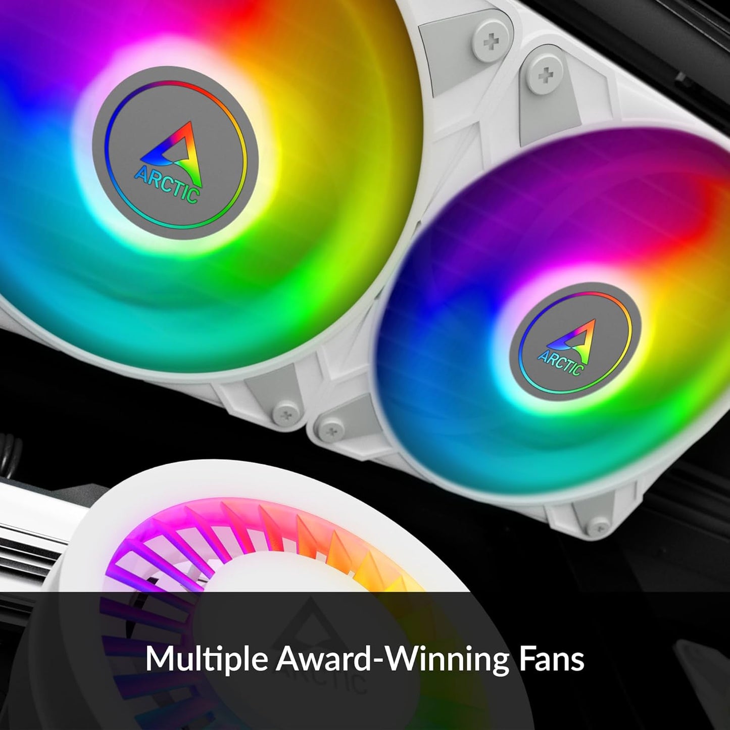 OPEN BOX BLACK ARCTIC Liquid Freezer III 420 A-RGB - CPU AIO Water Cooler, Water Cooling PC, Intel & AMD, Efficient PWM-Controlled Pump, Fan: 200–1900 RPM, LGA1851 and LGA1700 Contact Frame - White