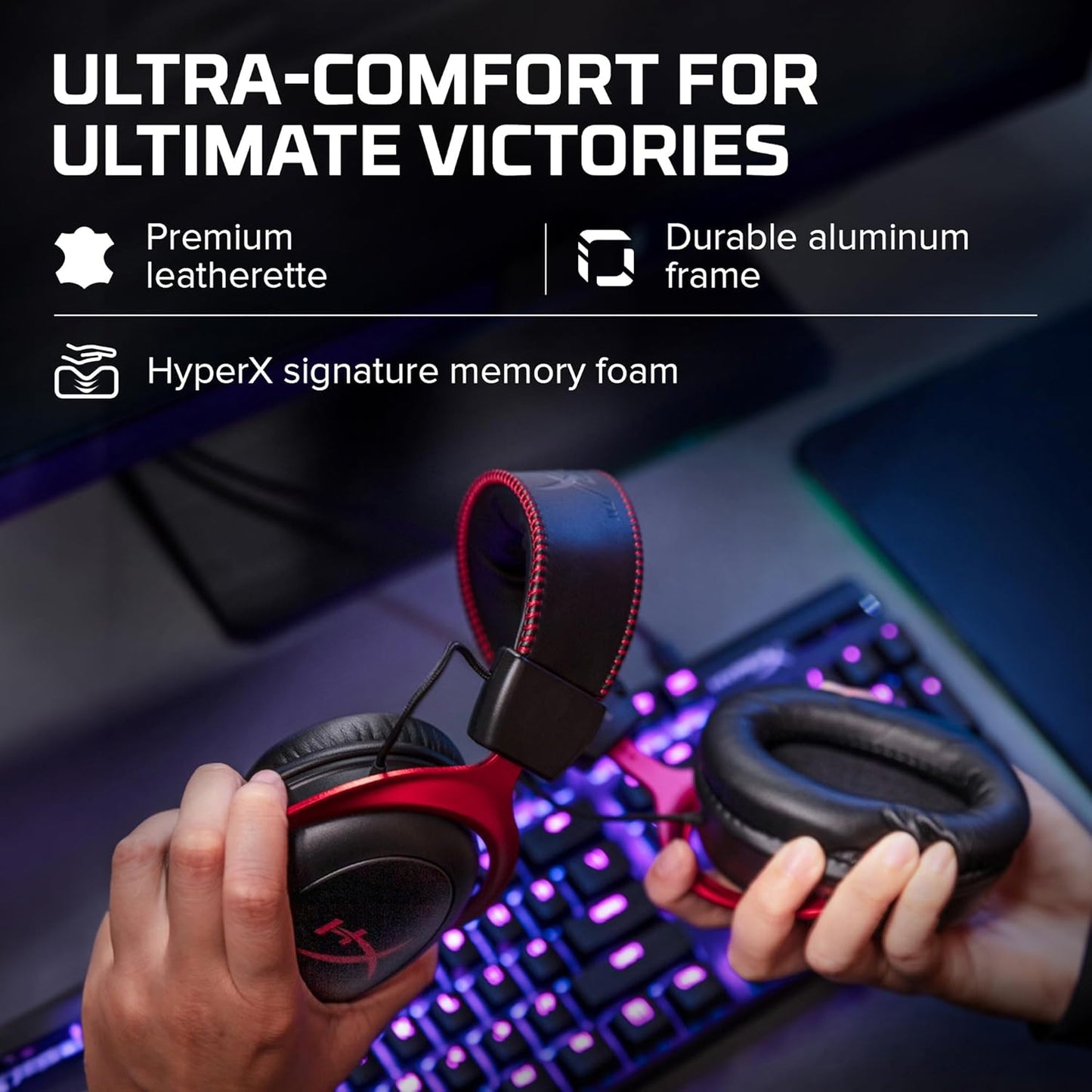 OPEN BOX HyperX Cloud II – Wired Gaming Headset for PC, PS5 / PS4. Active Noise Cancellation, Over Ear, circumaural, Closed Back, HyperX Virtual 7.1 Surround Sound - Black-Red