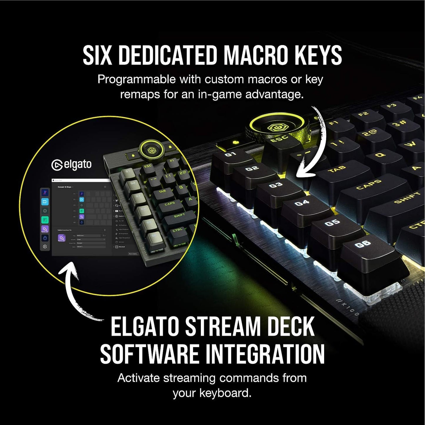 OPEN BOX Corsair K100 RGB Optical-Mechanical USB Gaming Keyboard with OPX RGB Optical-Mechanical Key Switches and AXON Hyper Processing Technology for 4X Faster and 44-Zone RGB Light Edge (Black)