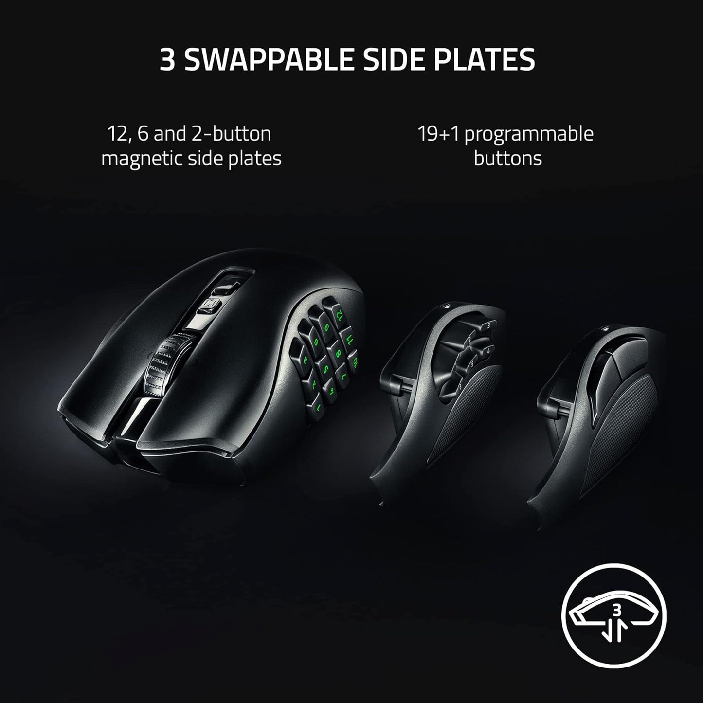 OPEN BOX Razer Naga V2 Pro Wireless Gaming Mouse: Interchangeable Side Plate w/2, 6, 12 Button Configurations- Focus+ 20K DPI Optical Sensor- Fastest Gaming Mouse Switch- Chroma RGB Lighting