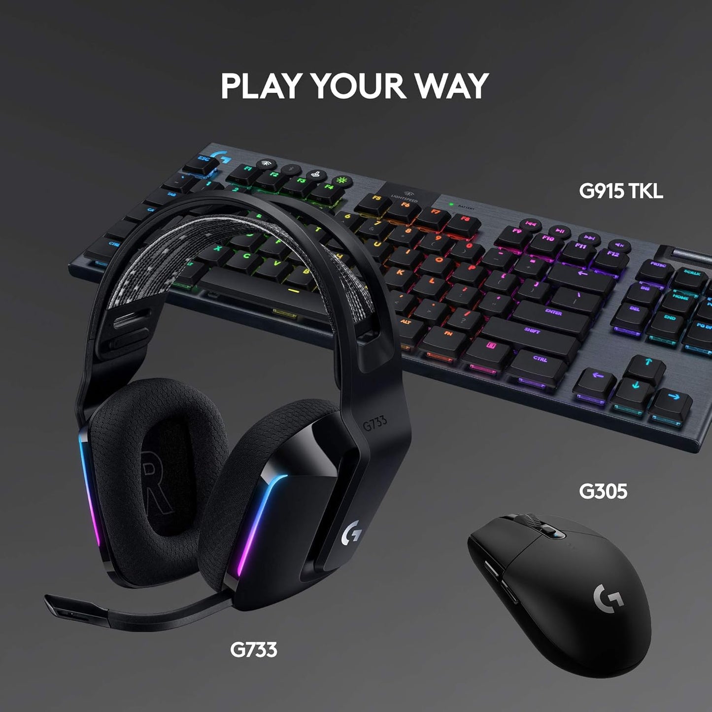 OPEN BOX Logitech G 733 Lightspeed Over Ear Wireless Gaming Headset with Suspension Headband, LIGHTSYNC RGB, Blue VO!CE Mic Technology and PRO-G Audio Drivers