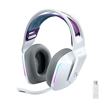 OPEN BOX Logitech G 733 Lightspeed Over Ear Wireless Gaming Headset with Suspension Headband, LIGHTSYNC RGB, Blue VO!CE Mic Technology and PRO-G Audio Drivers