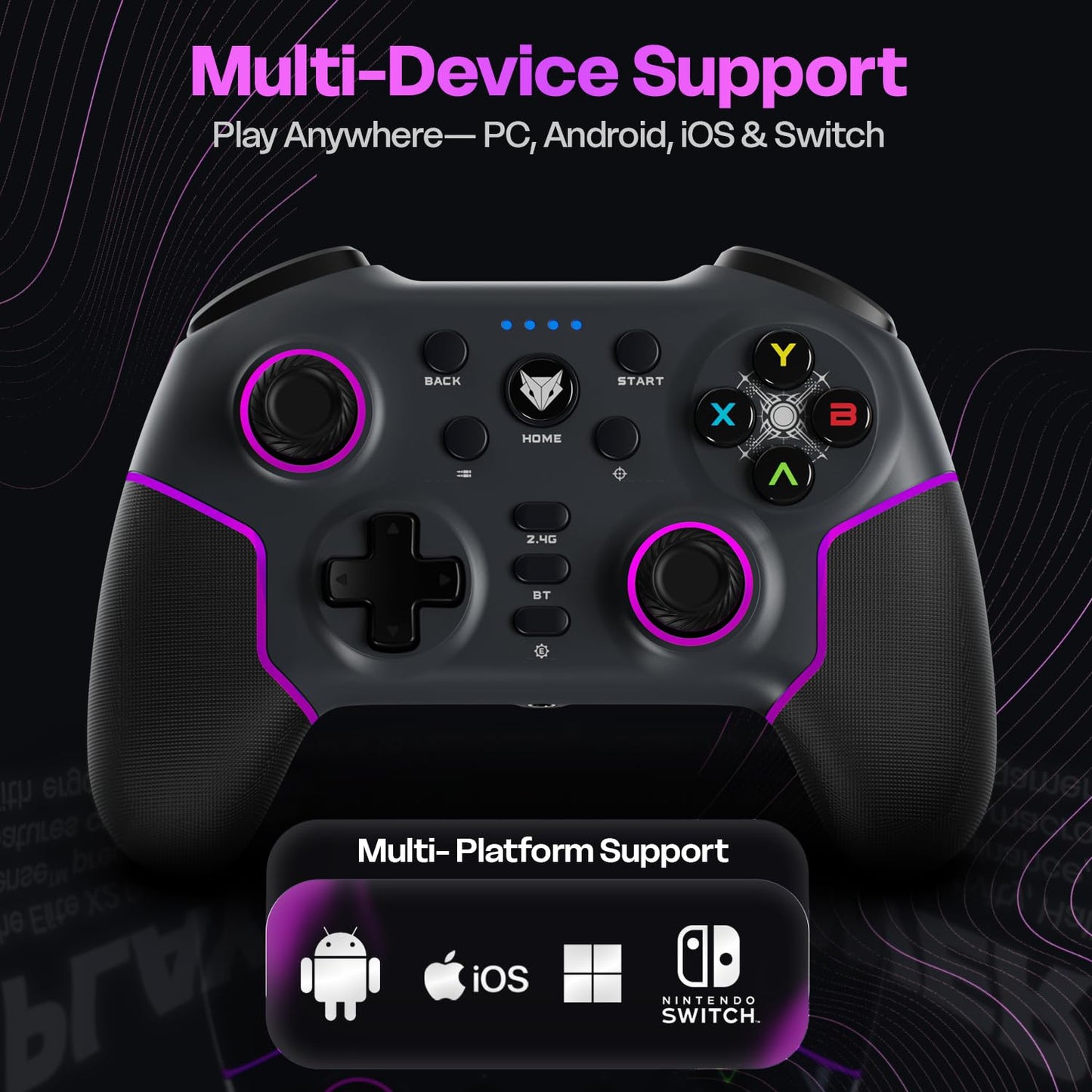 OPEN BOX EvoFox Elite X2 Pro Gaming Controller for PC, Tri-Mode 2.4G/BT/Wired Gamepad, HallSense Magnetic Triggers&Joysticks, 1000Hz Polling, RGB, Replaceable JoySticks,Turbo Mode, 16h Battery(Black