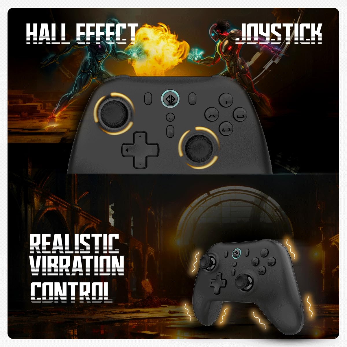 OPEN BOX Cosmic Byte Blitz Wireless + Wired Controller for PC, Hall Effect Joystick & Triggers, 1000Hz Polling Rate, Adjustable Vibration, Turbo & Auto Turbo (Black)