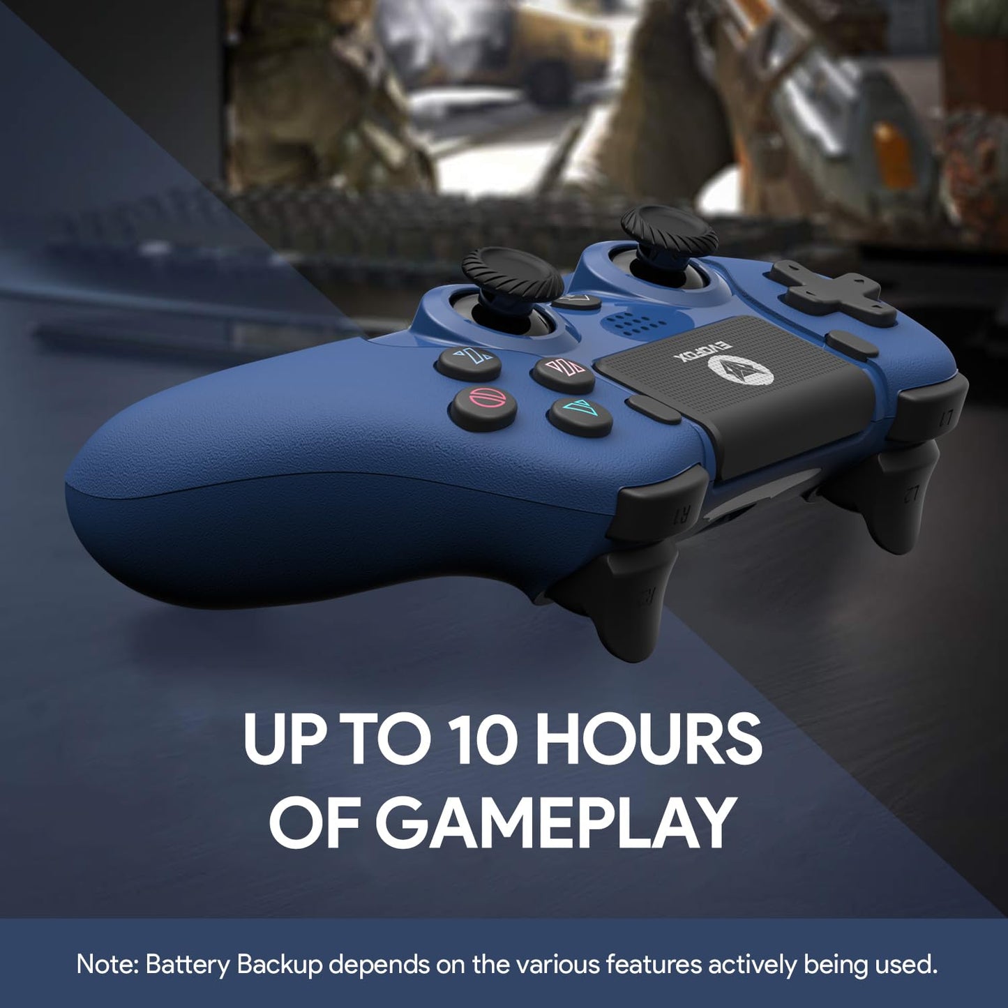 OPEN BOX EvoFox Elite Play ps4 controller dualshock 4, iPad & iPhones | Bluetooth 5 | Dual Vibration | 6 Axis Gyro Sensor | 10 Hours of Game Play | Touch Panel | Built in Speaker | 3.5 mm Headset Port (Blue)