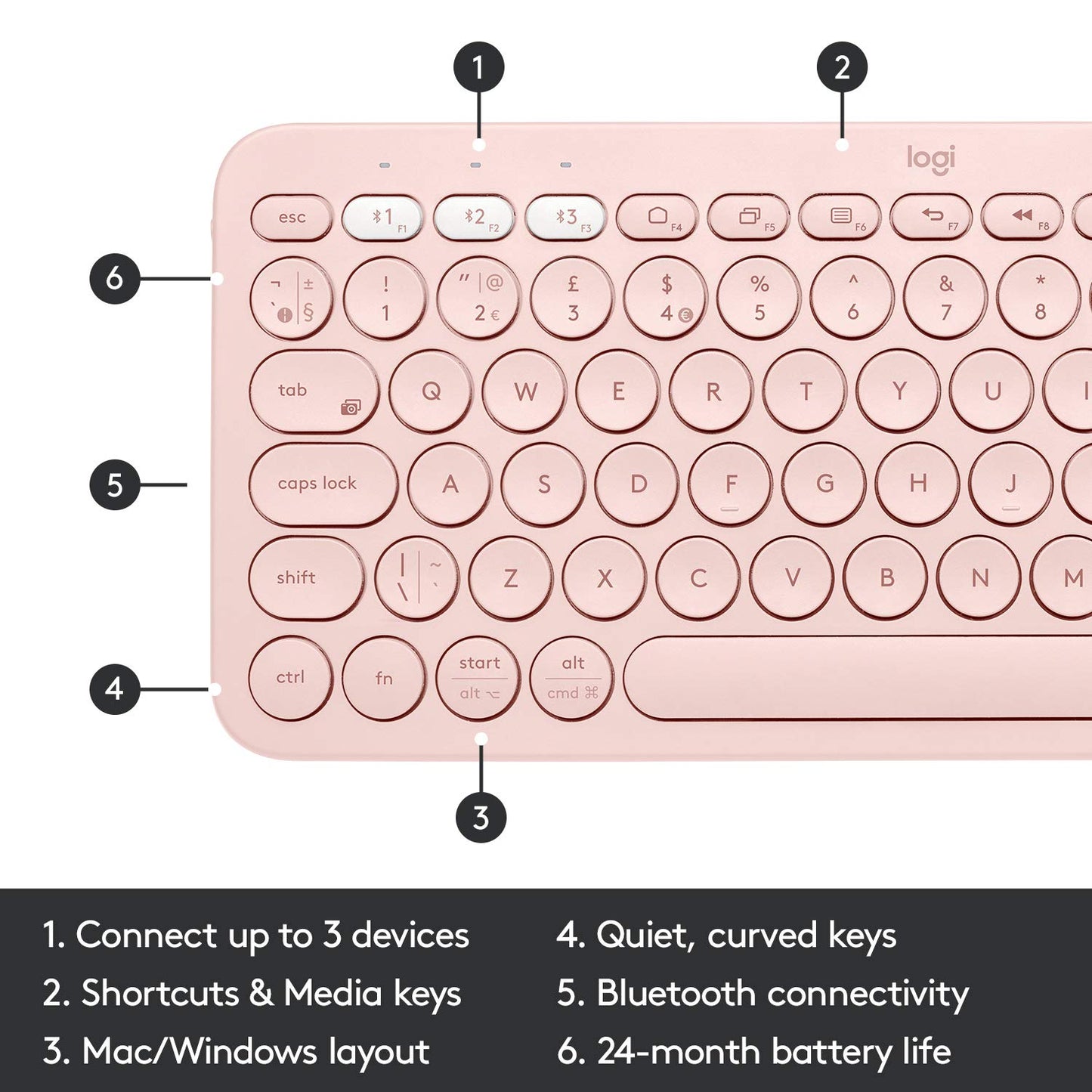 OPEN BOX Logitech K380 Wireless Multi-Device Bluetooth Keyboard for Windows, Apple Ios, Apple Tv, Android Or Chrome, for Pc/Mac/Laptop/Smartphone/Tablet