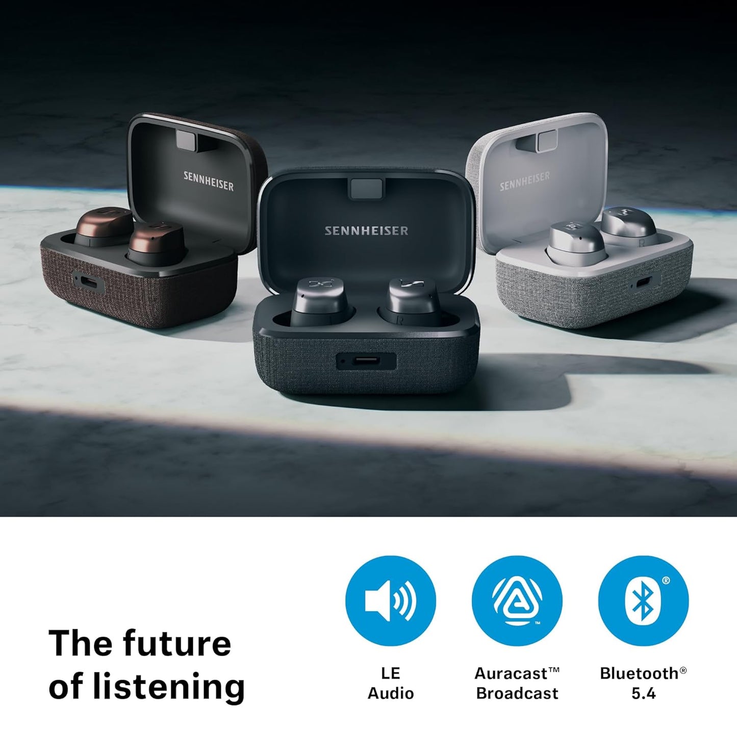 OPEN BOX Sennheiser MOMENTUM True Wireless 4 Earbuds,TrueResponse Drivers, Lossless Audio, Auracast, Adaptive ANC, Anti‑Wind+Transparency Modes, 30 Hrs Battery, Qi Fast Charge,6‑Mics,2Y Warranty, Black-Graphite