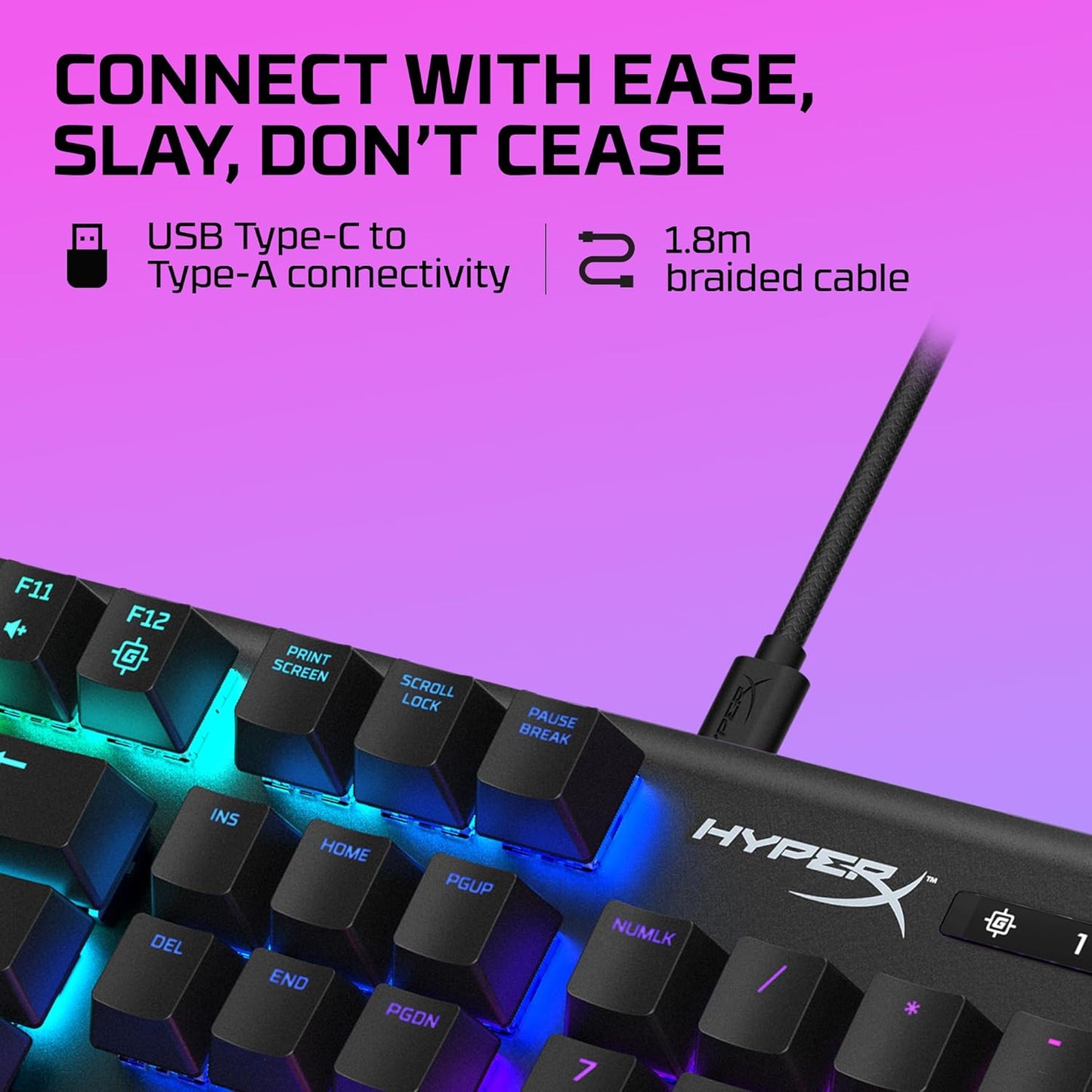OPEN BOX HyperX Alloy Origins Mechanical USB Gaming Keyboard Software-Controlled Light and Macro Customization, Compact Form Factor, Clicky Switch, Blue, RGB LED Backlit, Black