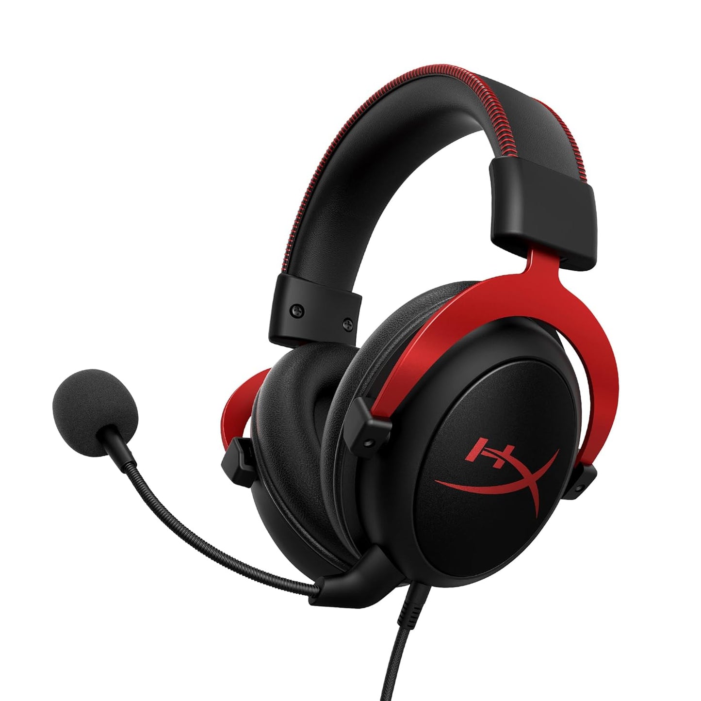 OPEN BOX HyperX Cloud II – Wired Gaming Headset for PC, PS5 / PS4. Active Noise Cancellation, Over Ear, circumaural, Closed Back, HyperX Virtual 7.1 Surround Sound - Black-Red