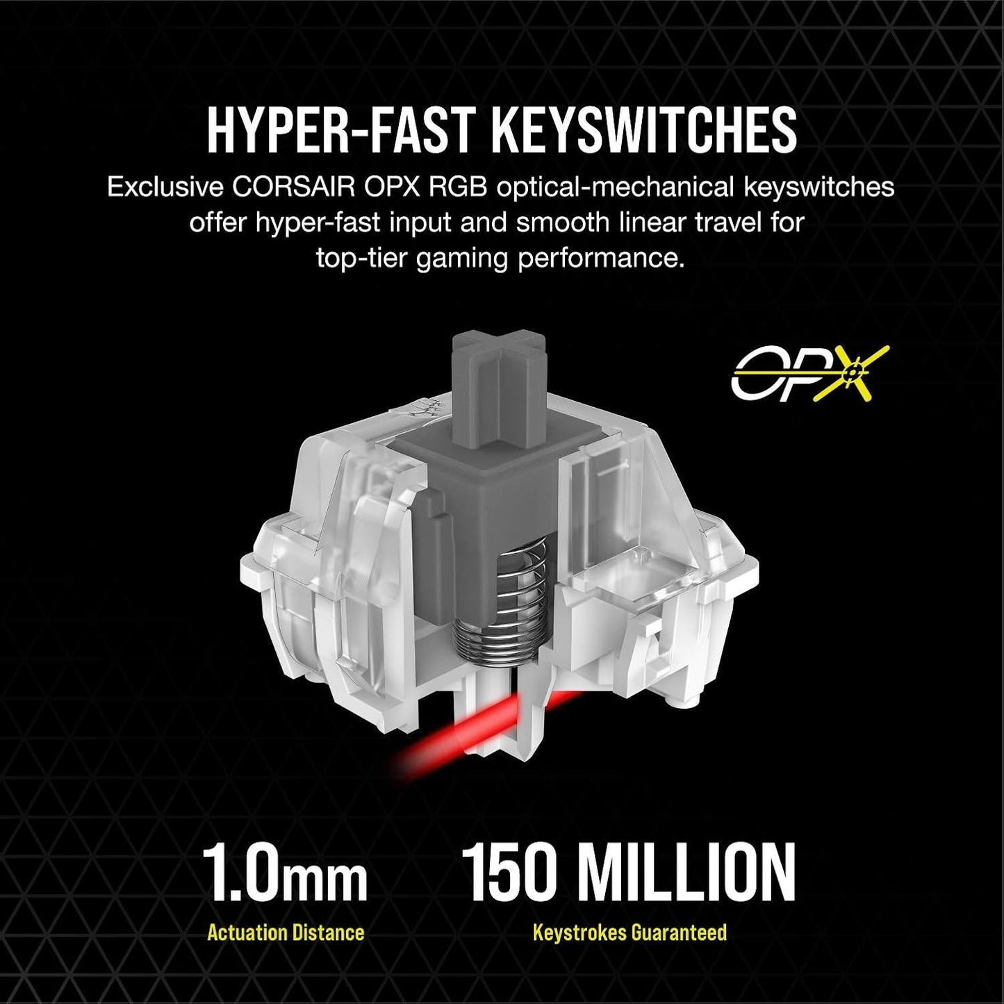 OPEN BOX Corsair K100 RGB Optical-Mechanical USB Gaming Keyboard with OPX RGB Optical-Mechanical Key Switches and AXON Hyper Processing Technology for 4X Faster and 44-Zone RGB Light Edge (Black)