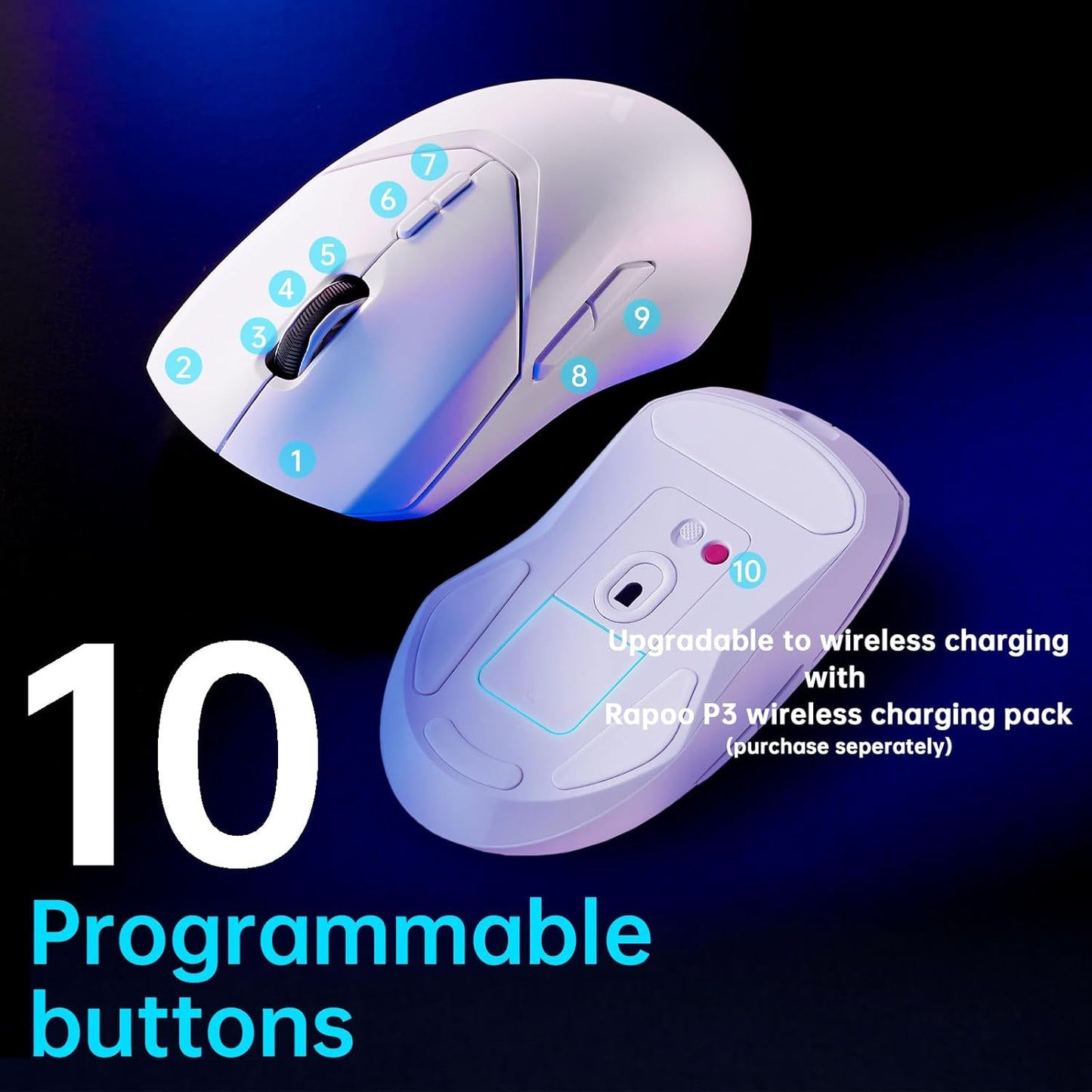 OPEN BOX Rapoo VT9PRO Superlight Wireless Gaming Mouse - PAW 3398 Esports Sensor, 50-26000 DPI, 1K+4K Polling Rate, 1ms Response Time, 68g Lightweight, 10 Buttons, 160H Battery, On Board Memory