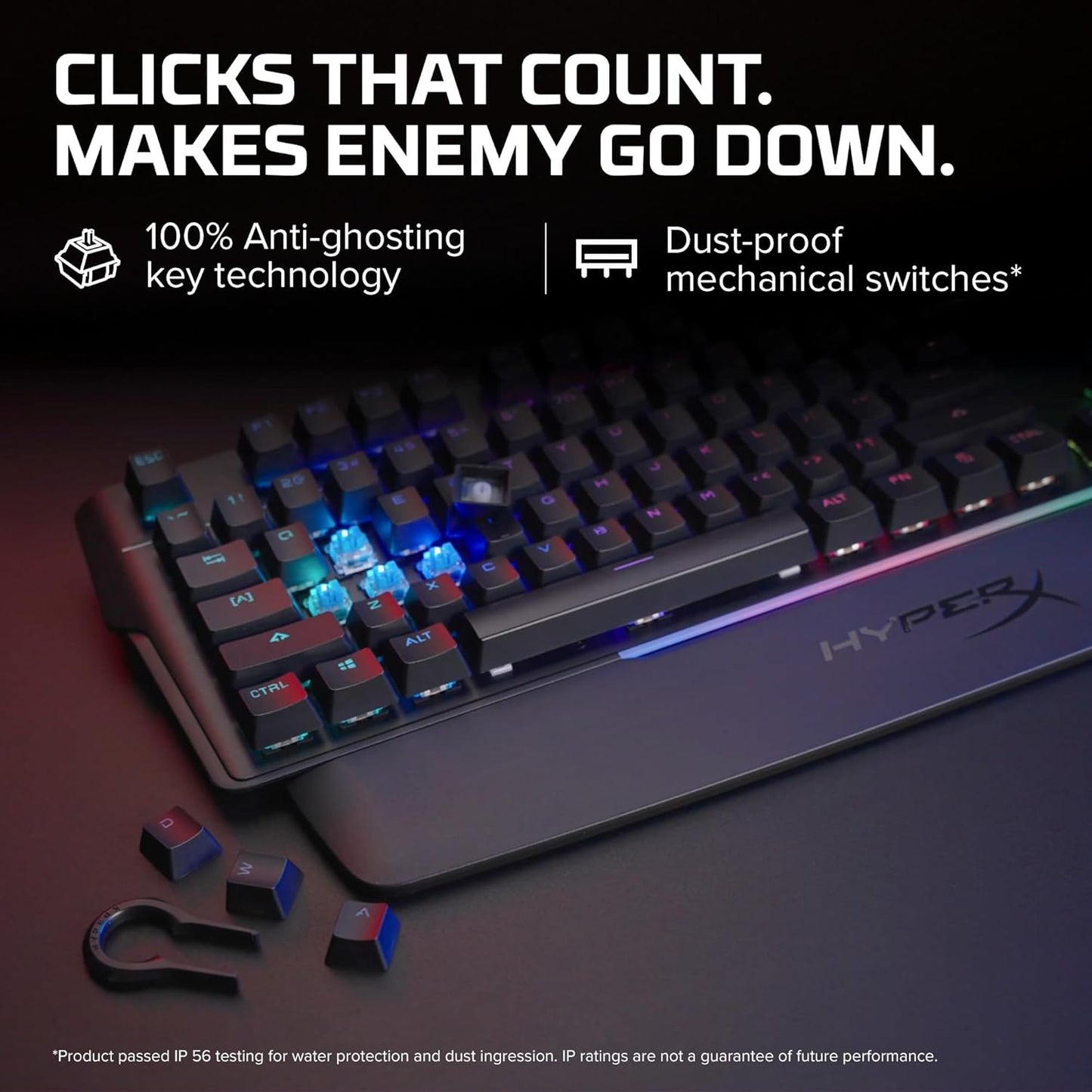 OPEN BOX HyperX Alloy Mkw100 Mechanical Gaming Keyboard, Dynamic RGB Lighting, Onboard Memory to Save Lighting Profiles, Dust-Proof Mechanical Switches