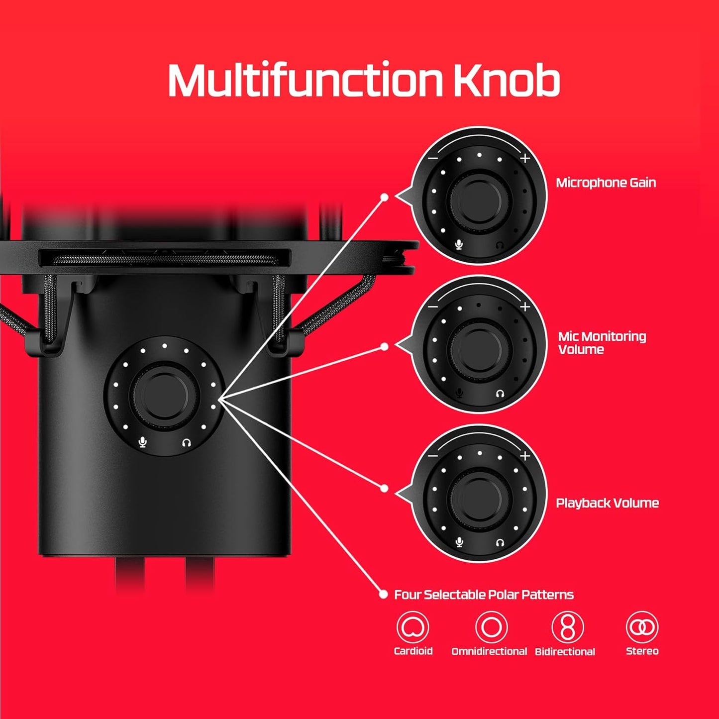 OPEN BOX HyperX QuadCast 2-USB Microphone for Gaming,Streaming and Podcasting,On-Board Controls, LED Lighting, Quick Release Shock Mount and Built-in Arm/Stand Mount,PC,Mac,PS5,PS4,USB-C-Black