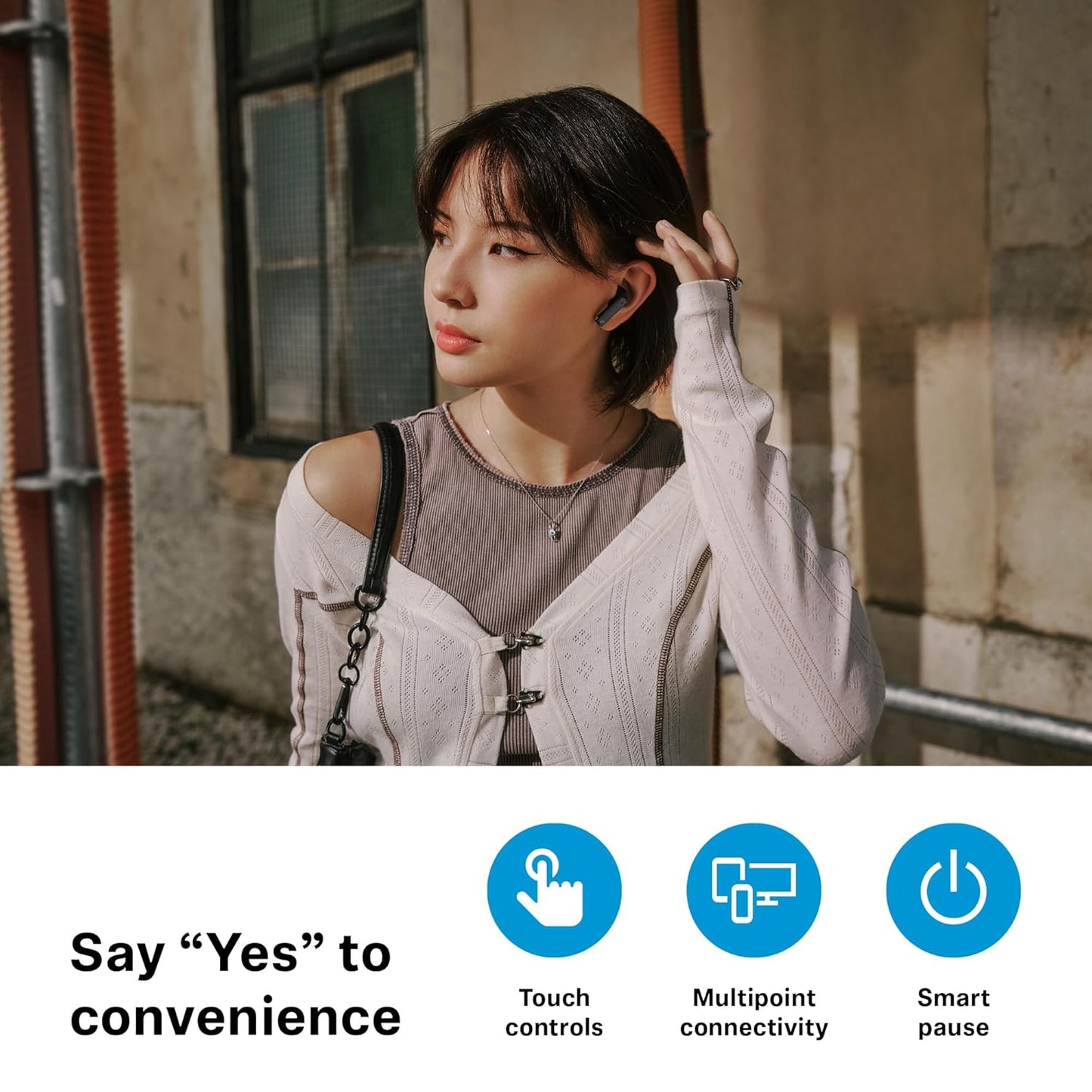 OPEN BOX Sennheiser ACCENTUM Open True Wireless Earbuds-Smart Touch Controls, Lightweight & Breathable Design, Upto 28H Battery, Quick Charging, IPX4 Splash Resistance