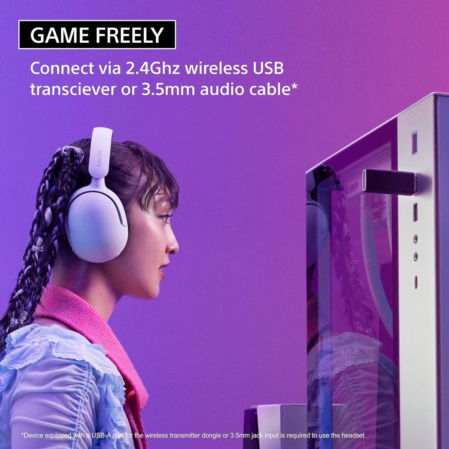 OPEN BOX Sony INZONE H5 Wireless Gaming Headset, 360 Spatial Sound, Works with PC, PS5, 28 Hour Battery, 2.4Ghz Wireless and 3.5mm Audio Jack, Bidirectional Boom Microphone, 40mm Drivers, WH-G500