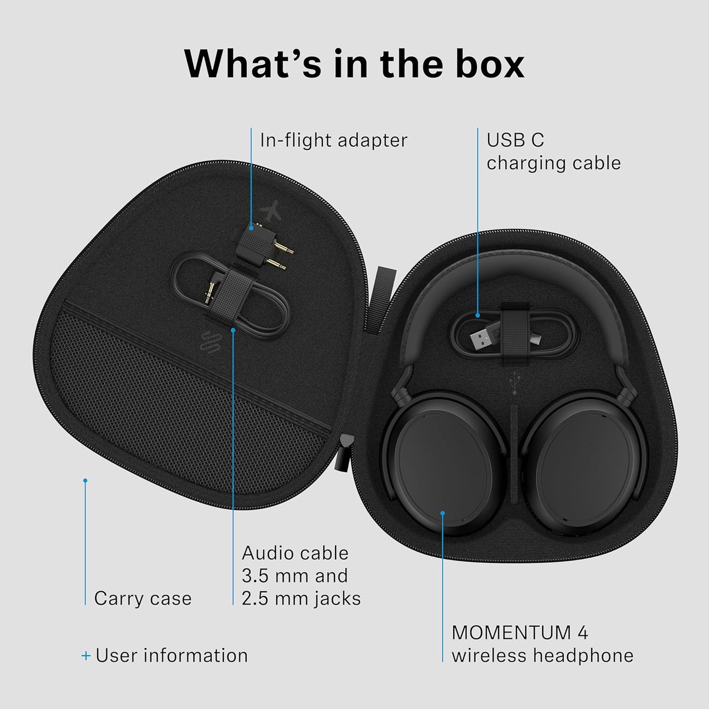 OPEN BOX Sennheiser Momentum 4 Wireless Over Ear Headphones, German Design, ANC, 60h Battery, Customizable Sound, 4 Digital Mics for Crystal-Clear Calls, Multipoint Connectivity, 2 Yr Warranty