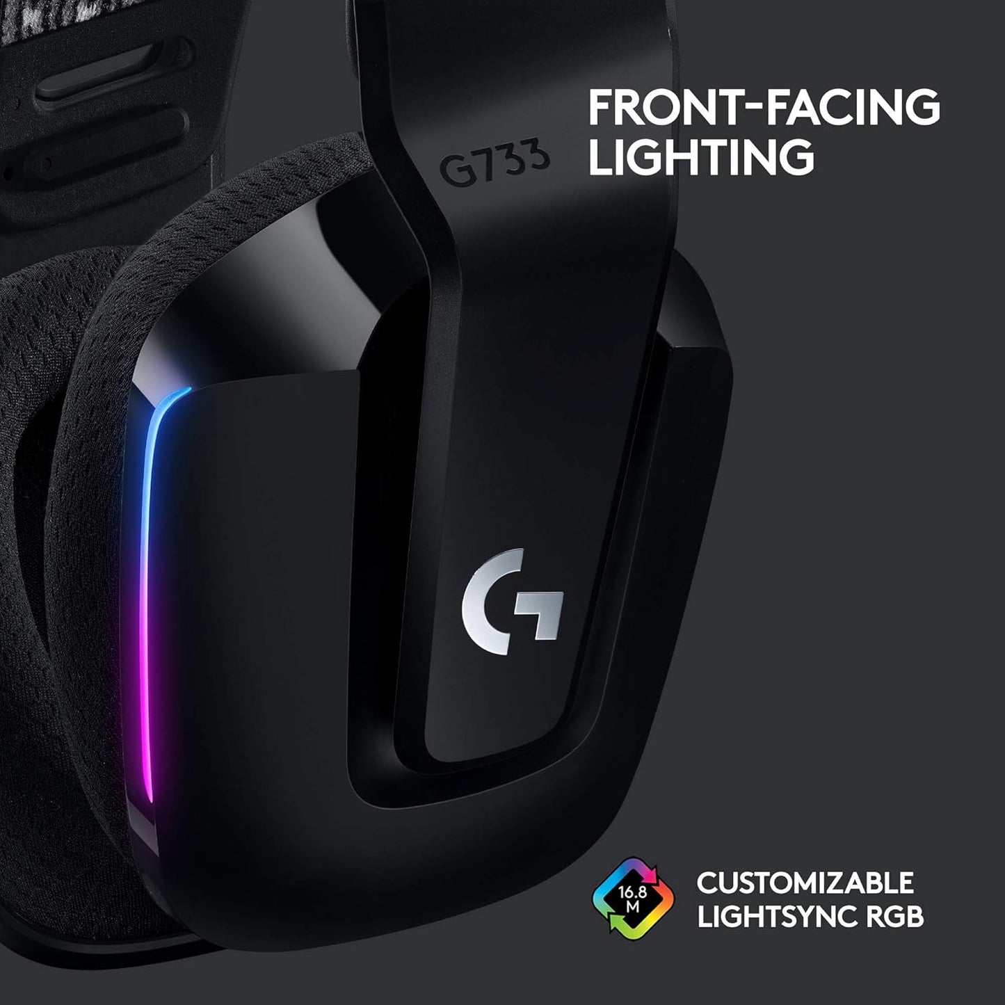 OPEN BOX Logitech G 733 Lightspeed Over Ear Wireless Gaming Headset with Suspension Headband, LIGHTSYNC RGB, Blue VO!CE Mic Technology and PRO-G Audio Drivers