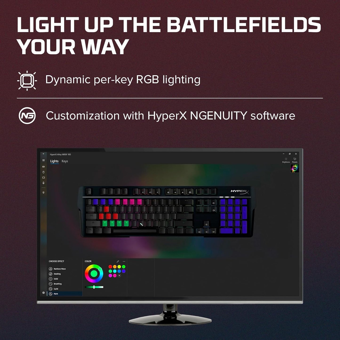 OPEN BOX HyperX Alloy Mkw100 Mechanical Gaming Keyboard, Dynamic RGB Lighting, Onboard Memory to Save Lighting Profiles, Dust-Proof Mechanical Switches