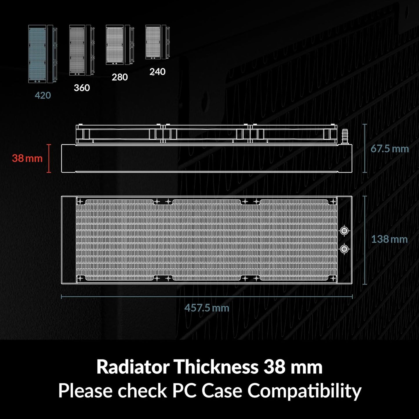 OPEN BOX BLACK ARCTIC Liquid Freezer III 420 A-RGB - CPU AIO Water Cooler, Water Cooling PC, Intel & AMD, Efficient PWM-Controlled Pump, Fan: 200–1900 RPM, LGA1851 and LGA1700 Contact Frame - White
