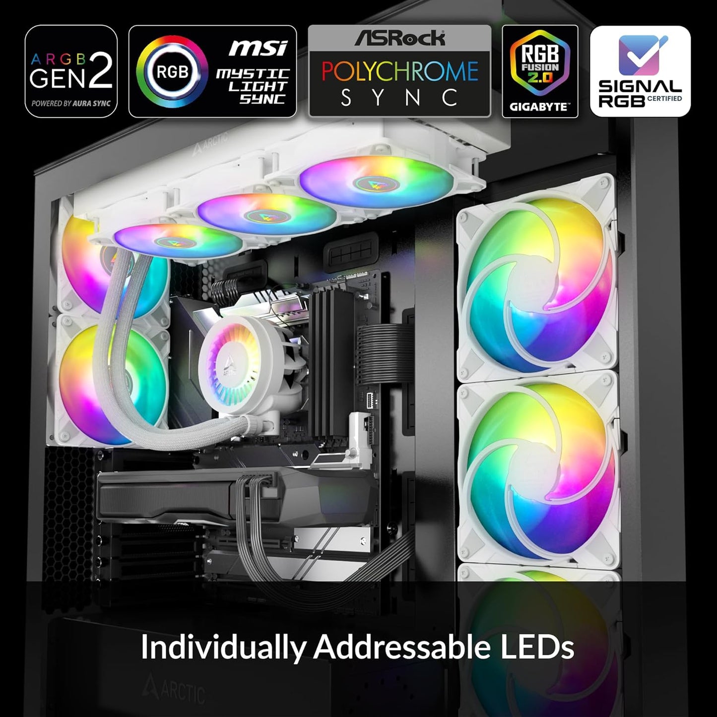 OPEN BOX BLACK ARCTIC Liquid Freezer III 420 A-RGB - CPU AIO Water Cooler, Water Cooling PC, Intel & AMD, Efficient PWM-Controlled Pump, Fan: 200–1900 RPM, LGA1851 and LGA1700 Contact Frame - White