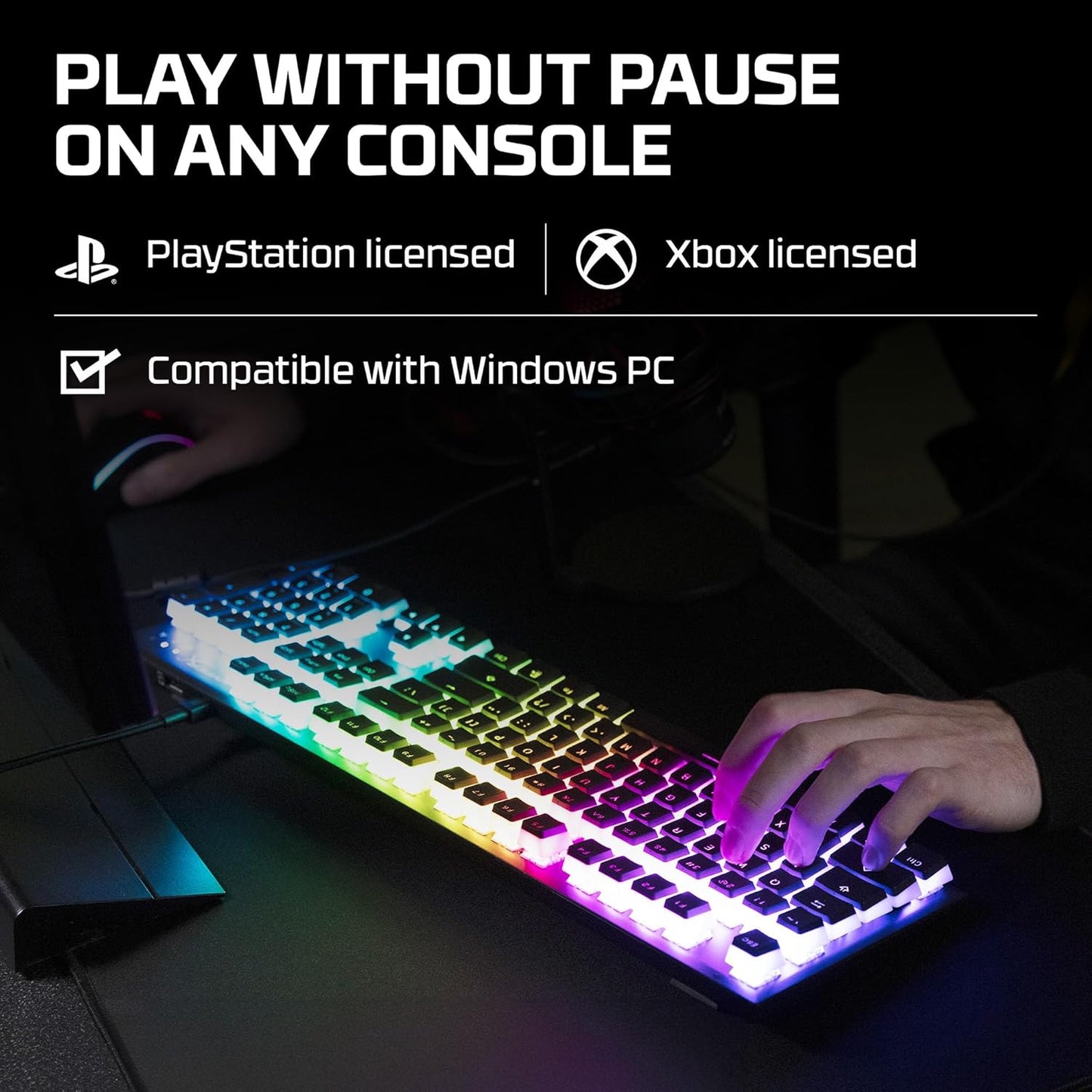 OPEN BOX HyperX Alloy Origins Mechanical USB Gaming Keyboard Software-Controlled Light and Macro Customization, Compact Form Factor, Clicky Switch, Blue, RGB LED Backlit, Black
