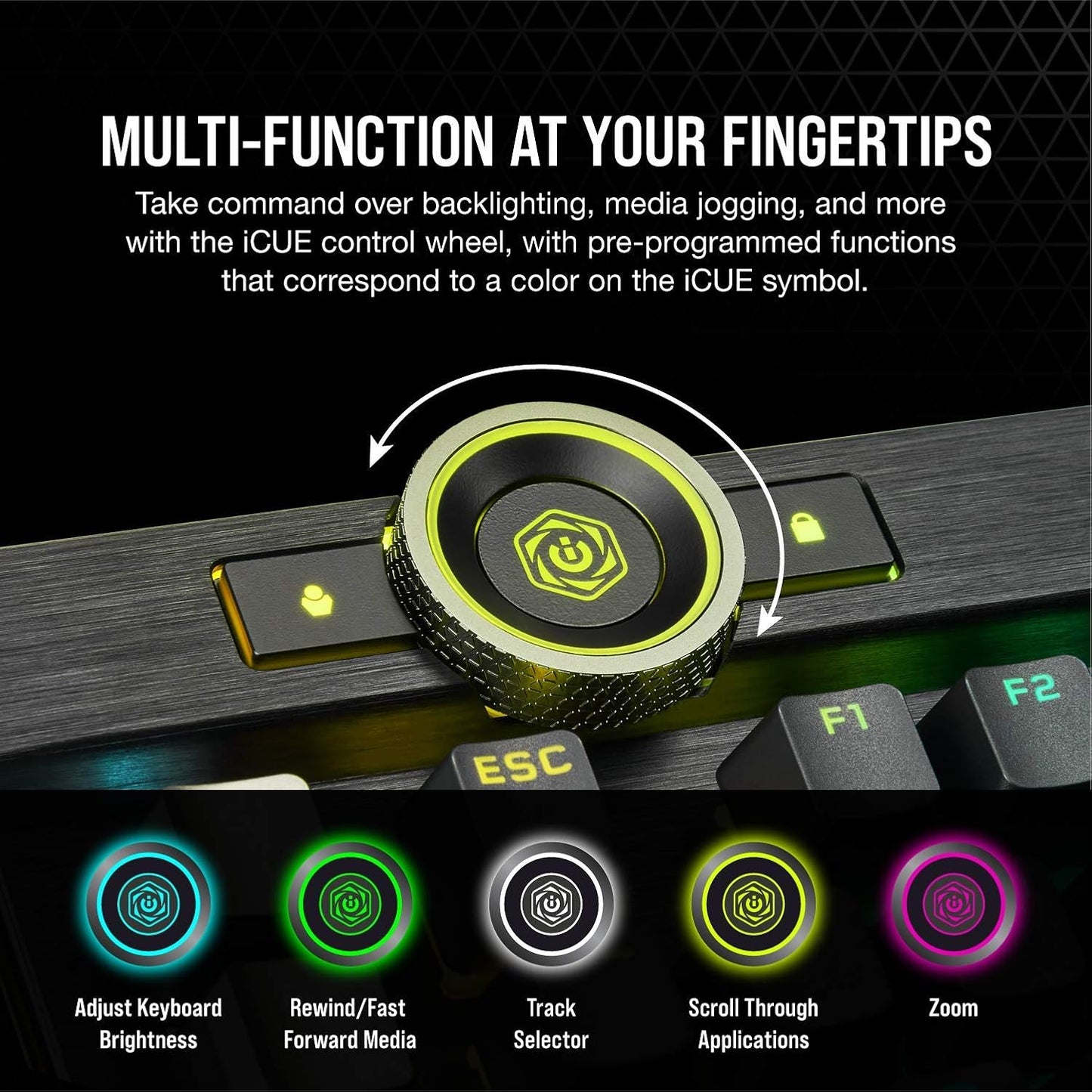 OPEN BOX Corsair K100 RGB Optical-Mechanical USB Gaming Keyboard with OPX RGB Optical-Mechanical Key Switches and AXON Hyper Processing Technology for 4X Faster and 44-Zone RGB Light Edge (Black)