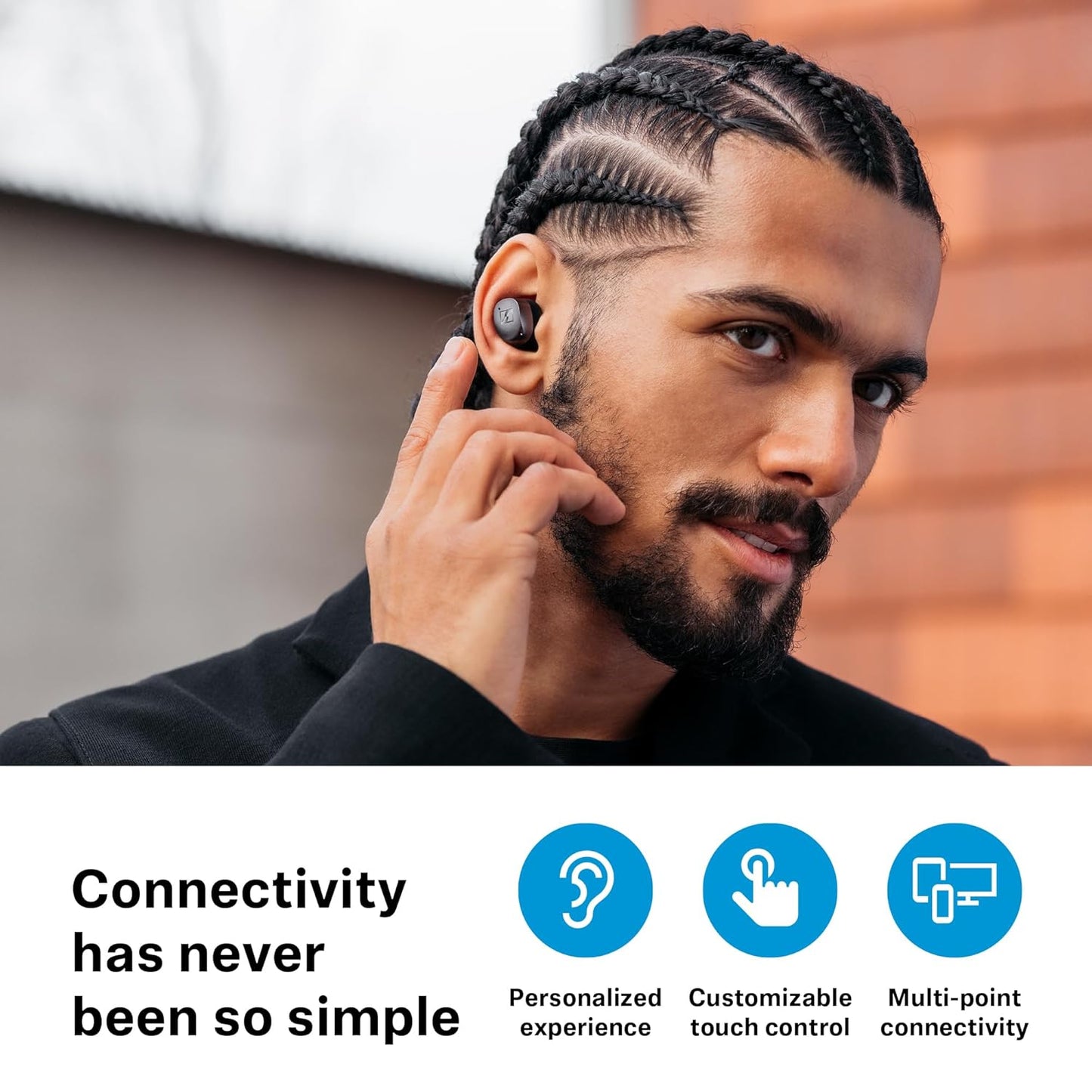OPEN BOX Sennheiser MOMENTUM True Wireless 4 Earbuds,TrueResponse Drivers, Lossless Audio, Auracast, Adaptive ANC, Anti‑Wind+Transparency Modes, 30 Hrs Battery, Qi Fast Charge,6‑Mics,2Y Warranty, Black-Graphite